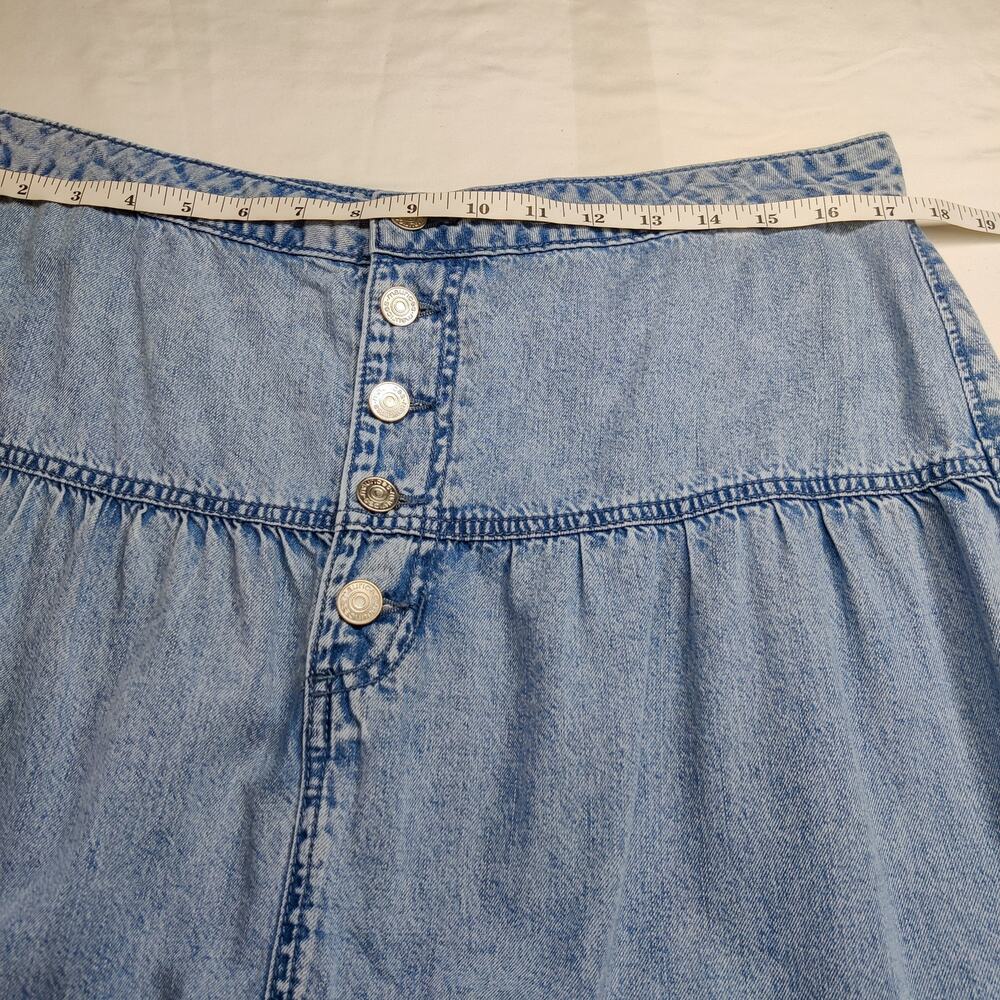 Maurices Button Fly Tiered Denim High Rise Western Prairie Midi Maxi Skirt 14 - Picture 10 of 11